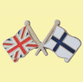 Union Jack Finland Crossed Country Flags Friendship Enamel Lapel Pin Set x 3
