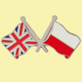 Union Jack Poland Crossed Country Flags Friendship Enamel Lapel Pin Set x 3