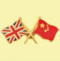 Union Jack China Crossed Country Flags Friendship Enamel Lapel Pin Set x 3