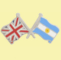 Union Jack Argentina Crossed Country Flags Friendship Enamel Lapel Pin Set x 3