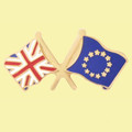 Union Jack European Union Crossed Flags Friendship Enamel Lapel Pin Set x 3