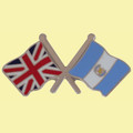 Union Jack Guatemala Crossed Country Flags Friendship Enamel Lapel Pin Set x 3