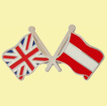 Union Jack Austria Crossed Country Flags Friendship Enamel Lapel Pin Set x 3