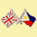 Union Jack Philippines Crossed Country Flags Friendship Enamel Lapel Pin Set x 3
