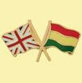 Union Jack Bolivia Crossed Country Flags Friendship Enamel Lapel Pin Set x 3