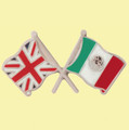 Union Jack Mexico Crossed Country Flags Friendship Enamel Lapel Pin Set x 3