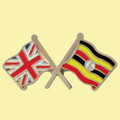 Union Jack Uganda Crossed Country Flags Friendship Enamel Lapel Pin Set x 3