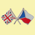Union Jack Czech Republic Crossed Country Flags Friendship Enamel Lapel Pin Set x 3