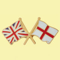 Union Jack England Crossed Country Flags Friendship Enamel Lapel Pin Set x 3