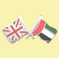 Union Jack United Arab Emirates Crossed Country Flags Friendship Enamel Lapel Pin Set x 3