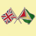 Union Jack Guyana Crossed Country Flags Friendship Enamel Lapel Pin Set x 3