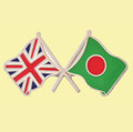 Union Jack Bangladesh Crossed Country Flags Friendship Enamel Lapel Pin Set x 3