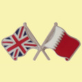 Union Jack Qatar Crossed Country Flags Friendship Enamel Lapel Pin Set x 3