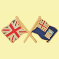 Union Jack Falkland Islands Crossed Country Flags Friendship Enamel Lapel Pin Set x 3