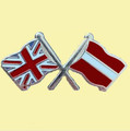 Union Jack Latvia Crossed Country Flags Friendship Enamel Lapel Pin Set x 3