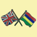 Union Jack Mauritius Crossed Country Flags Friendship Enamel Lapel Pin Set x 3