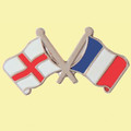 England France Crossed Country Flags Friendship Enamel Lapel Pin Set x 3