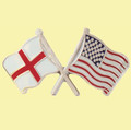 England United States Crossed Country Flags Friendship Enamel Lapel Pin Set x 3