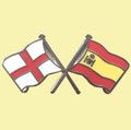 England Spain Crossed Country Flags Friendship Enamel Lapel Pin Set x 3