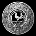 Cockburn Clan Crest Thistle Round Sterling Silver Clan Badge Plaid Brooch