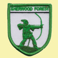 Sherwood Forest Robin Hood Shield Places Embroidered Cloth Patch Set x 3