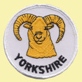 Yorkshire Ram Head Round Places Embroidered Cloth Patch Set x 3