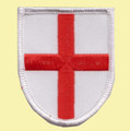 St George Cross White Background Shield Places Embroidered Cloth Patch Set x 3