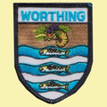 United Kingdom Worthing West Sussex Shield Places Embroidered Cloth Patch Set x 3