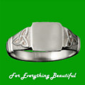 Celtic Trinity Knot Small Signet Mens 9K White Gold Ring Sizes A-Q