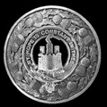 MacDonald Of Clanranald Crest Thistle Round Sterling Silver Clan Badge Plaid Brooch