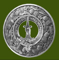 MacDowell Clan Crest Thistle Round Stylish Pewter Clan Badge Plaid Brooch