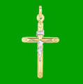 Crucifix Cross Highly Polished Two Tone 14K Gold Pendant