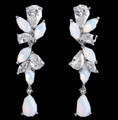 Mosaic Cubic Zirconia Opal Crystal Chandelier Silver Plated Earrings 