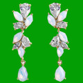 Mosaic Cubic Zirconia Opal Crystal Chandelier Yellow Gold Plated Earrings