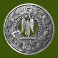 Preston Clan Crest Thistle Round Stylish Pewter Clan Badge Plaid Brooch