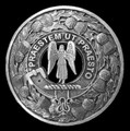 Preston Clan Crest Thistle Round Sterling Silver Clan Badge Plaid Brooch
