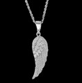 Fluttering Single Angel Wing Textured Sterling Silver Pendant