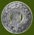 City Of Edinburgh Crest Thistle Round Stylish Pewter Badge Plaid Brooch