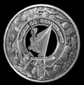Irish Harp Crest Thistle Round Sterling Silver Badge Plaid Brooch