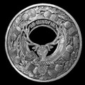 Calder Clan Crest Thistle Round Sterling Silver Clan Badge Plaid Brooch
