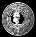 Haliburton Clan Crest Thistle Round Sterling Silver Clan Badge Plaid Brooch