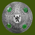 Brennan Irish Coat Of Arms Celtic Round Green Stones Pewter Plaid Brooch