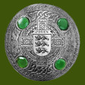OBrien Irish Coat Of Arms Celtic Round Green Stones Pewter Plaid Brooch