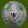 Browne Irish Coat Of Arms Celtic Round Green Stones Pewter Plaid Brooch