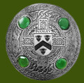 Buckley Irish Coat Of Arms Celtic Round Green Stones Pewter Plaid Brooch
