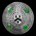 Buckley Irish Coat Of Arms Celtic Round Green Stones Silver Plaid Brooch