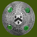 OByrne Irish Coat Of Arms Celtic Round Green Stones Pewter Plaid Brooch