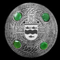McCabe Irish Coat Of Arms Celtic Round Green Stones Silver Plaid Brooch