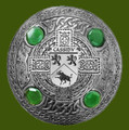Cassidy Irish Coat Of Arms Celtic Round Green Stones Pewter Plaid Brooch