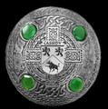 Cassidy Irish Coat Of Arms Celtic Round Green Stones Silver Plaid Brooch
